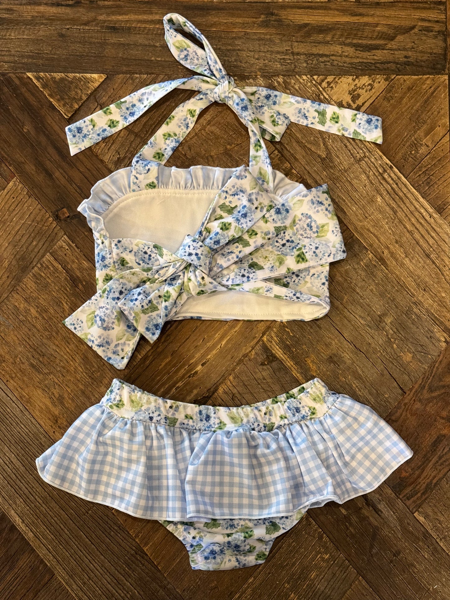 2PC FLORAL GINGHAM SWIMSUIT