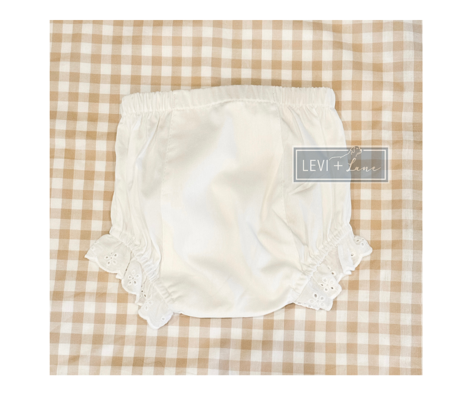 Blank White Woven Cotton Eyelet Bloomers