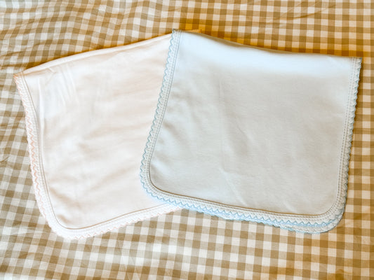 Blank Cotton Burp Cloth- Picot Trim