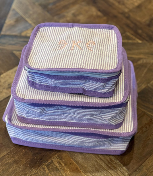 Blank Seersucker Packing Cubes