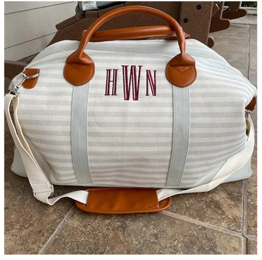 Blank Stripe Canvas Weekender Bag