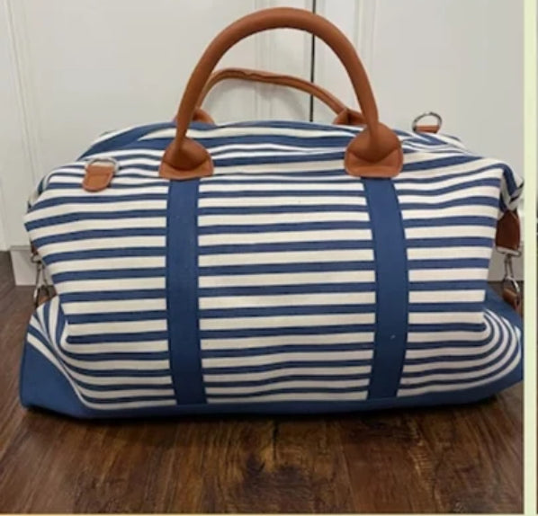 Blank Stripe Canvas Weekender Bag