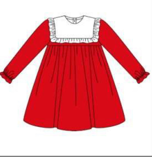 Extras Red Dress with White Ruffle Collar