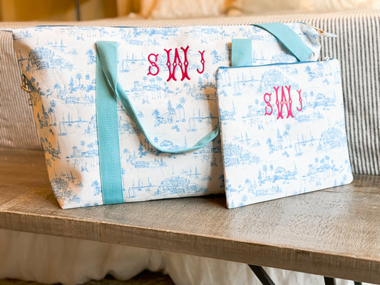 Blank Toile Weekender Bag Set