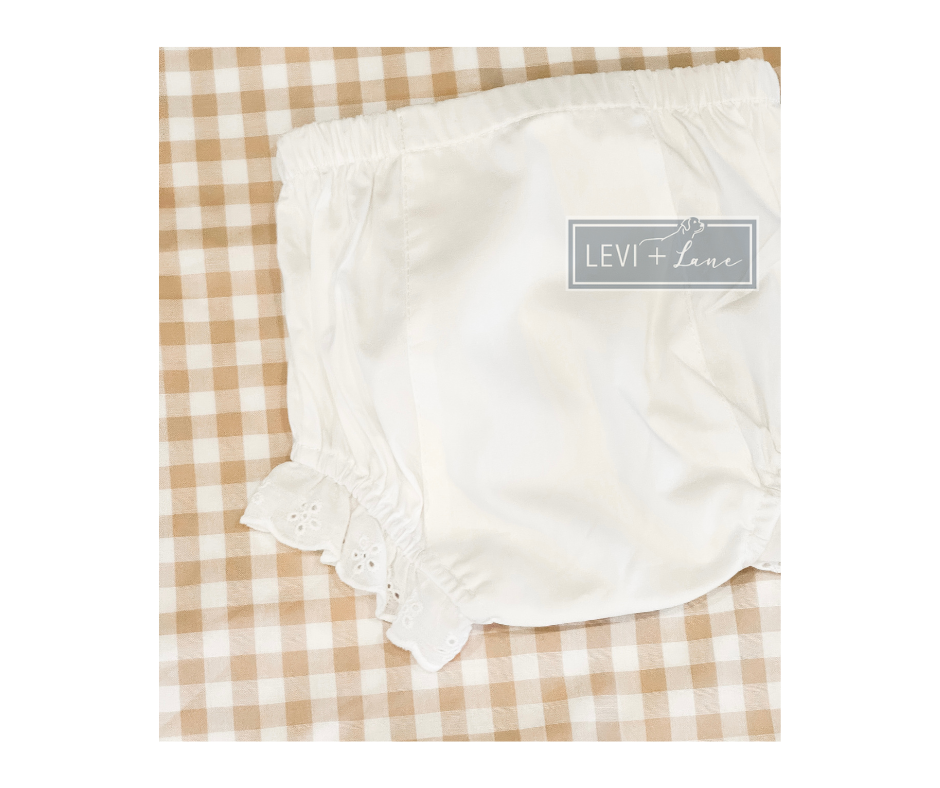 Blank White Woven Cotton Eyelet Bloomers